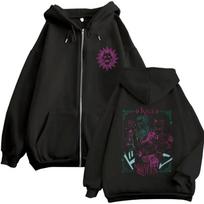 Anime Jojo's Bizarre Adventure Kira Killer Queen Zipper Hoodie Men Women Manga Casual Vintage Zip Up Jacket Male Oversized Coat XL juoda