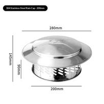 Stainless Steel Commercial Residential Chimney Cap 80/110/160/200mm Vent Cover for Duct Exhaust Ventilation 200MM