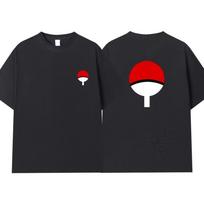 Uzumaki Naruto Sasuke Childhood Same Short Sleeved T-shirt for Naruto Anime Cosplay 2026 Summer New Dressing Top Streetwear Unisex XL red