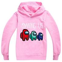 Boys Girls Autumn Hoodie, Among Us Colorful Space Crewmate Character Graphic Print, Warm Pullover Hoodie, Nice Gift for Kids Loving Popular Game 150 juoda