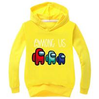 Boys Girls Autumn Hoodie, Among Us Colorful Space Crewmate Character Graphic Print, Warm Pullover Hoodie, Nice Gift for Kids Loving Popular Game 160 tamsiai mėlyna spalva