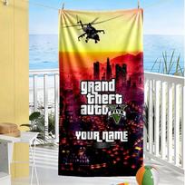 Grand Theft Auto Customizable Name Beach Towel Soft Durable Quick-Dry Suitable for Swimming Gym Camping Yoga Vacation 80cmx160cm(31x63inch)
