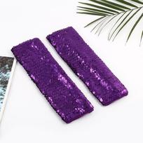 Sparkling Elastic Sequin Half-Finger Gloves for Parties 9x21cm Length violetinė