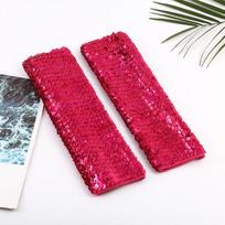Sparkling Elastic Sequin Half-Finger Gloves for Parties 9x23cm Length red