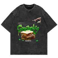 Vintage Washed Black Katseye Oversized T-Shirt – Front Purple Stylized  KATSEYE  Text + 6-Member Por2907 L black