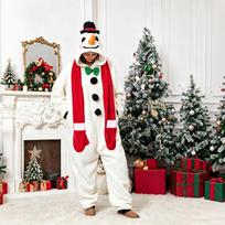 Unisex Christmas Snowman Pajamas Thick Loungewear Set for Holiday XL balta