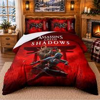 Assassins Creed Pattern Bedding 3Pcs Set Bed Sheet And Pillowcases For Indoor Bedroom 180cmx210cm