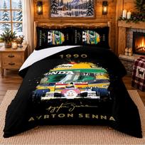 Ayrton Senna Pattern Bedding 3Pcs Set Bed Sheet And Pillowcases For Indoor Bedroom 135cmx200cm