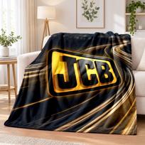 JCB Printed Flannel Blanket Warm Comfort Bed Throw For Indoor Home Decoration 80cmx120cm black