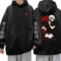 Japonų Anime Tokyo Ghoul Gobtuvėliai Ken Kaneki Gotikinis Gobtuvėlis Retro Megztinis Hip Hop Oversized Vyrams Moterims Laisvalaikio Gatvės Drabužiai Megztiniai S juoda