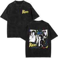 Rusian Rock Band Viktor Tsoi Kino Vintage Washed T Shirts Men Women Fashion Gothic Oversized T-shirt Streetwear Cotton T-shirts XL black