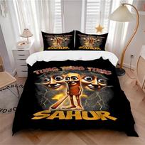 3Pcs Tung Tung Sahur Adventure Bedding Set Soft Fabric Duvet Cover Pillowcases Home Christmas Xmas Halloween Gift 1 Duvet Cover 2 Pillowcase L147 140cmx210cm