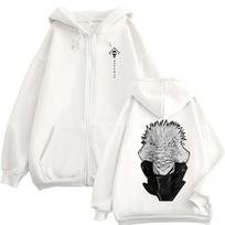 Japan Anime Jujutsu Kaisen Gojo Satoru Zipper Hoodies Men Women Gothic Manga Zip Up Sweatshirt Men Women Loose Fleece Warm Coats M balta