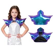 Kids Girls Halloween Stage Performance Armor Shrug Metallic Steampunk Gothic Shoulder Epaulet Collared Pauldron 5-6 Years blue