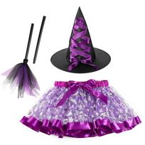 with Hat Halloween Tutu Dress Gothic Halloween Children's Witch Dress  Children style 4 black