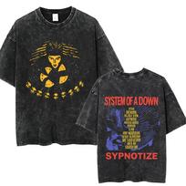Washed Vintage Rock Band System of A Down Hypnotize T-shirt Men Women Retro Gothic Punk T Shirts Men's Cotton Oversized T-shirts XL black
