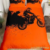 Dirt Bike Duvet Cover Twin Motocross Rider Comforter Cover Extreme Sports Bedding Set Cool Motorbike Bedding Set For Boys Adults EU single(135x200cm) black