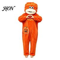 Warm Winter Sleepwear Big Mouth Creature Onesie Pajamas, Halloween Pumpkin Fleece Loose Fit Pajamas Hooded Unisex One Piece Loungewear L oranžinė