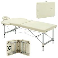 Folding Massage Table, 225 kg, Height Adjustable, 210x90 cm, Cream balta