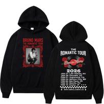 Bruno Mars The Romantic Tour  Concert Hoodies Men Women Fashion Hip Hop Street Sweatshirts High Quality Fleece Casual Hoodie M juoda