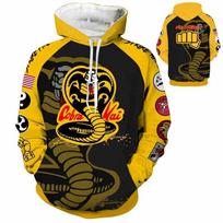 Comfortable Soft Karate Kid Cobra Kai Hoodie Vibrant 3d Animation Unisex Pullover M black