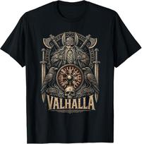 Norse Mythology Odin with Huginn and Muninn - Valhalla - T-Shirt L black