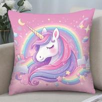 1pc Pillowcase, Colorful Pony Pillowcase, Soft and Smooth Polyester Short Plush Fabric, Single-Sided Printed Pattern, 45cm*45cm, Zipper Closure, Machi 50X50CM