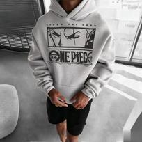 ONE PIECE Anime Roronoa Zoro Co Branded Hoodie  Spring/Autumn Men's New Loose Casual Street Hip Hop Parent Child Sweater Top 4XL gray