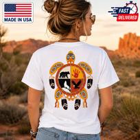 Medicine Wheel Turtle Spirit Indigenous Awareness Back Print Tee XL brown