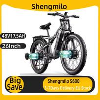 Shengmilo S600 Adult Electric Bicycle Men's E-Mountain Ebike with Two Motor, 48V840WH Battery, 26' Fat Tire Electric Bike