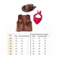Cowboy Costume with Hat Fringed Outfit Fringe for School Performances, Parties 120 brown