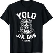 Yolo jk BRB Jesus for Religious Christian Happy Easter Day T-Shirt L gray