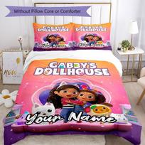 3pcs Custom Name Gabby Bedding Set Duvet Cover Closure Includes 1 Duvet Cover & 2 Pillowcases, Soft and Comfortable for All Seasons. 135cmx200cm white