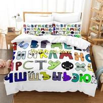 Alphabet Lore Bedding Set Single Twin Full Queen King Size Bed Sets Aldult Kid Bedroom Duvetcover Sets Anime Bed Sheet Set 70x133cm 2pcs beige