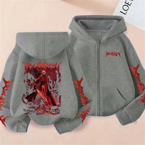 Game Devil May Cry Dante Graphic Zipper Hoodie Men Vintage Gothic Rock Oversized Zip Up Jacket Unisex Fashion Cosplay Streetwear XL gray