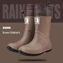 Japanese Wild Bird Rain Boots: Non-Slip, High-Top Waterproof Shoes for Men, Women, and Kids Insole Length 22cm black