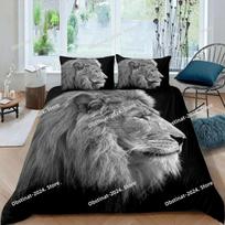 Juodo liūto antklodės užvalkalas Gyvūno paklodė Pagalvės užvalkalas Trijų dalių patalynės komplektas Viengulis Dvigulis King Queen EU Single 135*200cm/53x79in 3pcs
