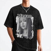 Megan Katseyes Kpop merginų grupės marškinėliai skalbti 100% medvilnės oversized marškinėliai naujoviški vyriški moteriški gatvės stiliaus marginti viršutiniai drabužiai 4XL black