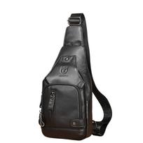 Genuine Top Grain Cowhide Men's Sling Chest Bag with USB Charging Port juoda