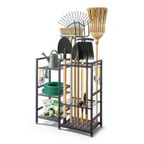 VEVOR Garden Tool Organizer with Guard Rail, 3-Tier Metal Storage Rack, for Rakes/Shovels/Brooms 74 x 30 x 80.5 cm