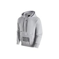 Jordan NBA Brook Lin Nets , Letter Hooded Pullover Fleece Lined Casual Sweatshirt Men's White Gold (Unisex) Sweatshirts DR7008 043 XXXL gray