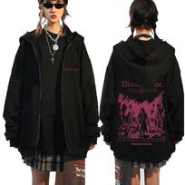 Game Bloodborne Fear The Old Blood Graphic Zipper Hoodie Horror Hunter Zip Up Jacket Men Women Vintage Oversized Zip Up Hoodies M juoda