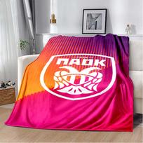 PAOK Gradient Orange Pink Flannel Throw Blanket, Shield Eagle Print Soft Warm Blanket for Sofa Bedroom Football Fan Gift 130cm x 150cm