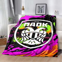 PAOK Gradient Orange Pink Flannel Throw Blanket, Shield Eagle Print Soft Warm Blanket for Sofa Bedroom Football Fan Gift 150cm x 200cm
