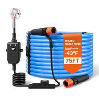 VEVOR 22.8m Heated Water Hose for RV 43 degrees C Anti Freeze Drinking Water Hose, 12.7 mm ID, Smooth Surface, with Leakage Protection GFCI