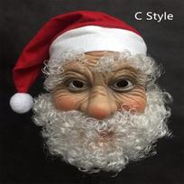 Santa Claus Latex Mask  Beard Dress up For Christmas / Party / Carnival /Cosplay white