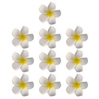 10 Pieces Hawaiian Hair Clip Plumeria Foam Flower Hair Accessories for Wedding 8CM white