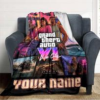 Name Custom GTA Game Print Flannel Blanket High Quality Warm Comfortable Cover for All Seasons Perfect for Gifts Home Decor 80cm x 120cm