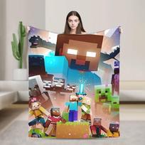 Super minkštos pliušinės patalynės užklotai Animacinių filmų Kasyklos Pikseliai Žaidimas Antklodės Sofai Lovai Stovyklavimui Flanelinė lovatiesė Lovos uždangalas 75x90cm