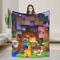 Super minkštos pliušinės patalynės užklotai Animacinių filmų Kasyklos Pikseliai Žaidimas Antklodės Sofai Lovai Stovyklavimui Flanelinė lovatiesė Lovos uždangalas 75x90cm black